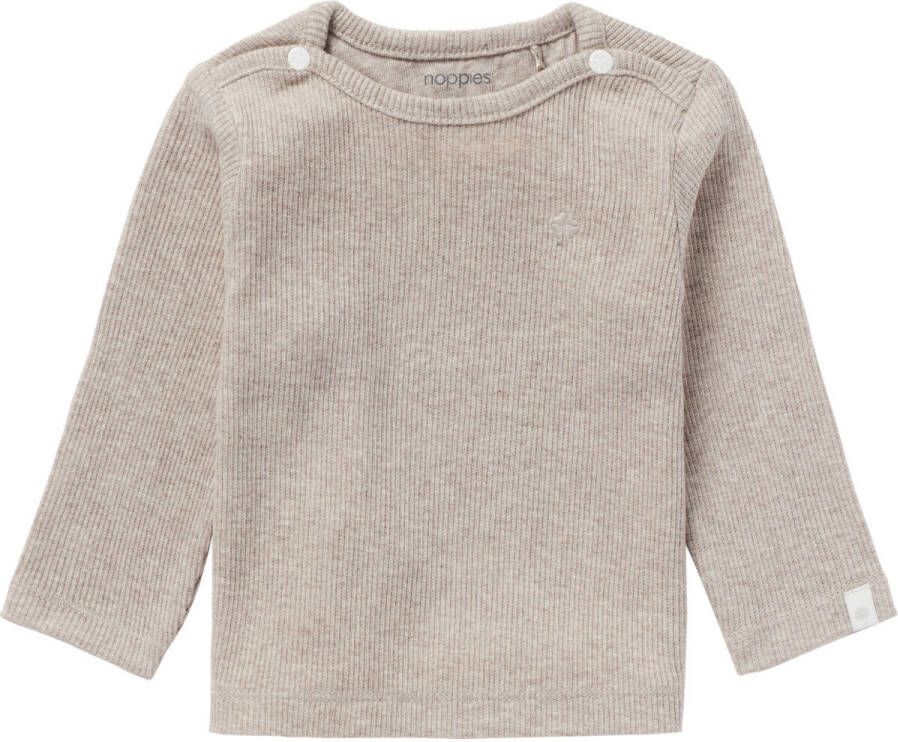 Noppies baby gemÃªleerde ribgebreide longsleeve Natal met katoen taupe melange Bruin 44