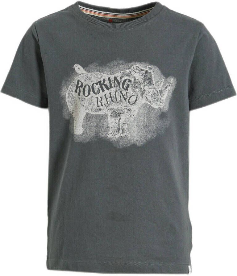 Noppies T-shirt met paisleyprint grijs Jongens Gerecycled katoen (duurzaam) Ronde hals 110
