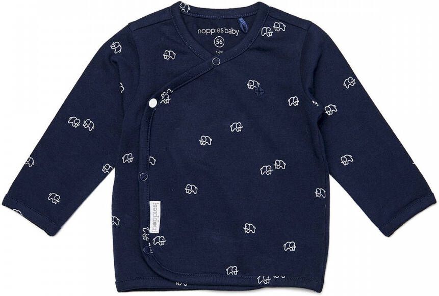 Noppies baby longsleeve Basic Collection met all over print en overslag detail donkerblauw Jongens Katoen (biologisch) V-hals 44