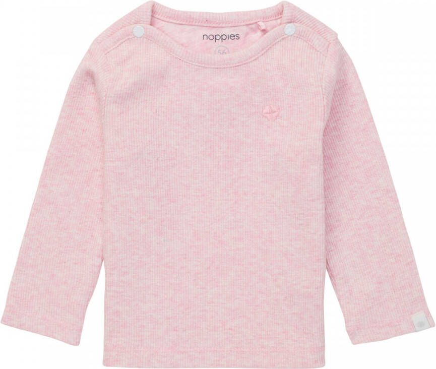 Noppies baby ribgebreide longsleeve Natal met biologisch katoen lichtroze Katoen (biologisch) Ronde hals 50