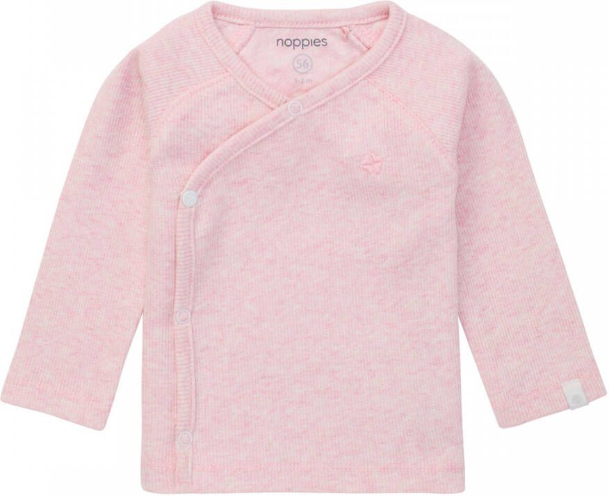 Noppies baby longsleeve Nanyuki met borduursels lichtroze Biologisch katoen V-hals 44 - Foto 3