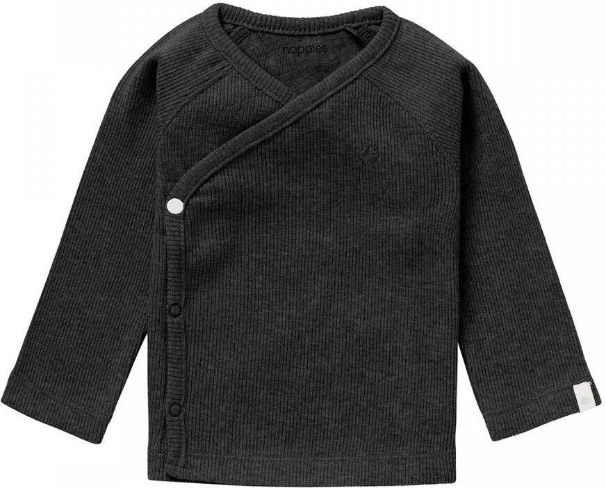 Noppies baby ribgebreide longsleeve Nanyuki antraciet melange Grijs Katoen V-hals 44