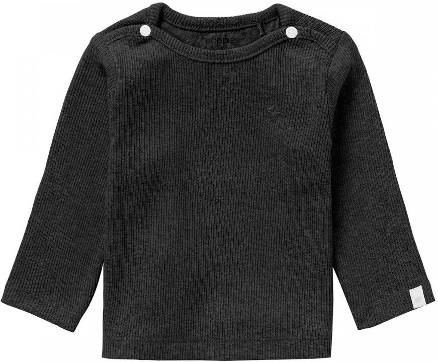 Noppies baby gemêleerde ribgebreide longsleeve Natal met biologisch katoen beige melange Grijs 44