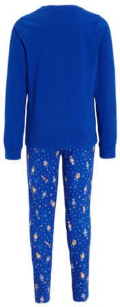 NOUS Kids pyjama Moonwalker kobaltblauw geel Katoen Ronde hals 110 116 - Foto 1