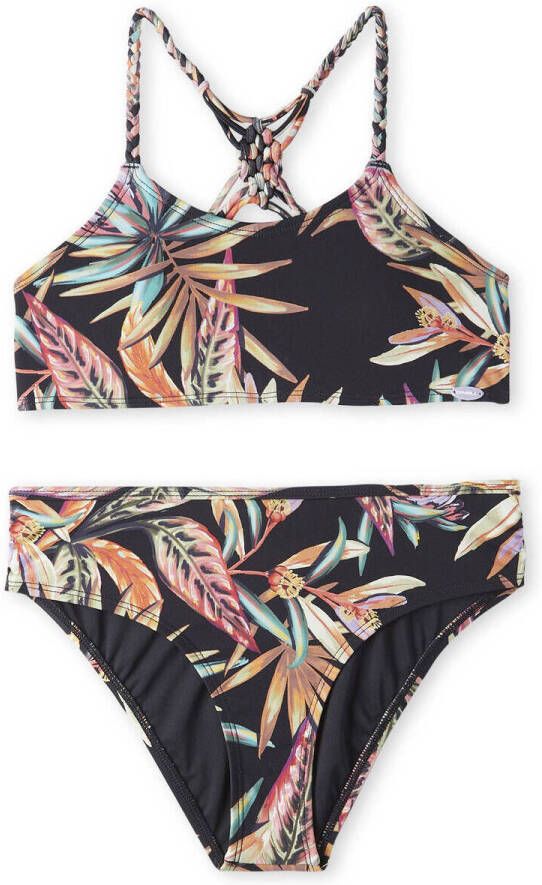 O'Neill crop bikini Tropics zwart geel groen Meisjes Polyester All over print 140
