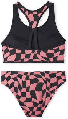 O'Neill crop bikini Active Sporty zwart roze Meisjes Polyester Ruit 104