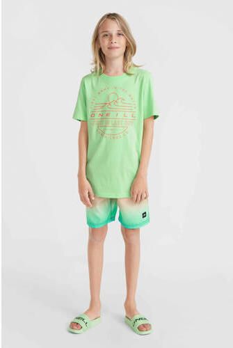 O'Neill T-shirt met printopdruk neon groen Jongens Katoen Ronde hals Printopdruk 116