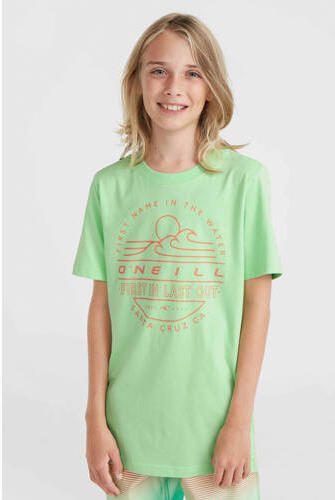 O'Neill T-shirt met printopdruk neon groen Jongens Katoen Ronde hals Printopdruk 116 - Foto 3