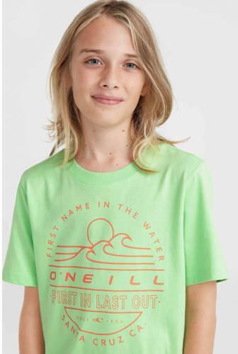 O'Neill T-shirt met printopdruk neon groen Jongens Katoen Ronde hals Printopdruk 116 - Foto 2