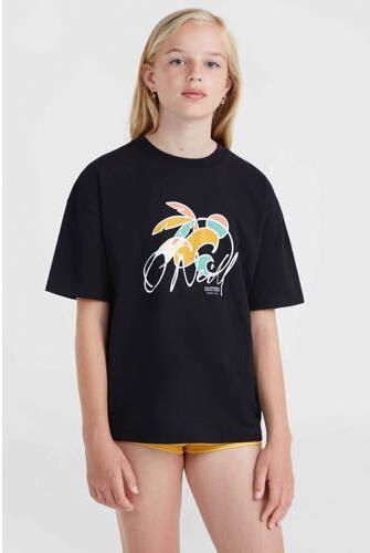 O'Neill T-shirt met printopdruk zwart Meisjes Katoen Ronde hals Printopdruk 140 - Foto 3