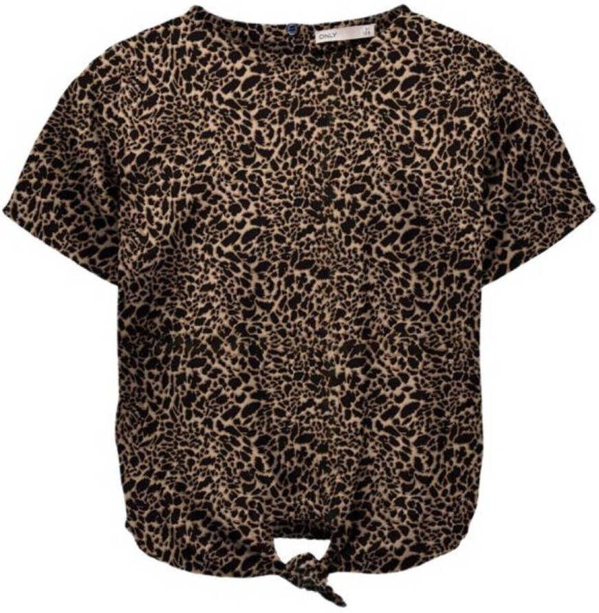 Only KIDS GIRL top KOGLINO met all over print zwart lichtbruin Meisjes Polyester Ronde hals 122 - Foto 2