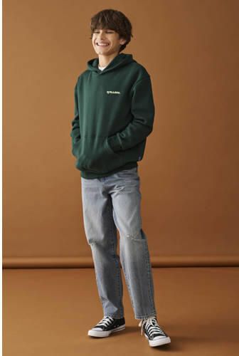 ONLY & SONS JUNIOR hoodie met backprint donkergroen Sweater Backprint