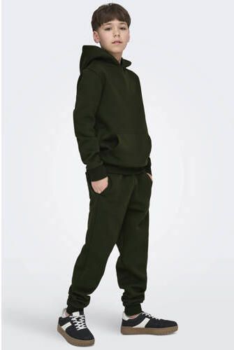 ONLY & SONS JUNIOR regular fit joggingbroek donkergroen Jongens Katoen