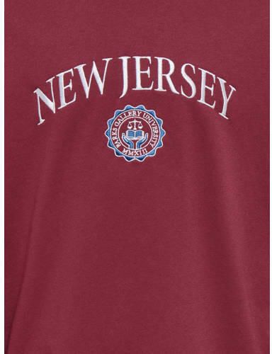 ONLY & SONS JUNIOR sweat sweater met borduursels en tekst rood Printopdruk - Foto 3