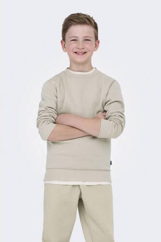 ONLY & SONS JUNIOR sweater beige Grijs Jongens Katoen Ronde hals Effen - Foto 4
