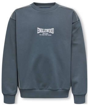 ONLY & SONS JUNIOR sweater grijsblauw Printopdruk