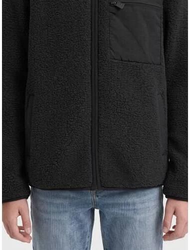 ONLY & SONS JUNIOR teddy jas zwart Jongens Polyester Opstaande kraag