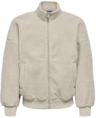 ONLY & SONS JUNIOR teddy sweatvest met backprint ecru Backprint