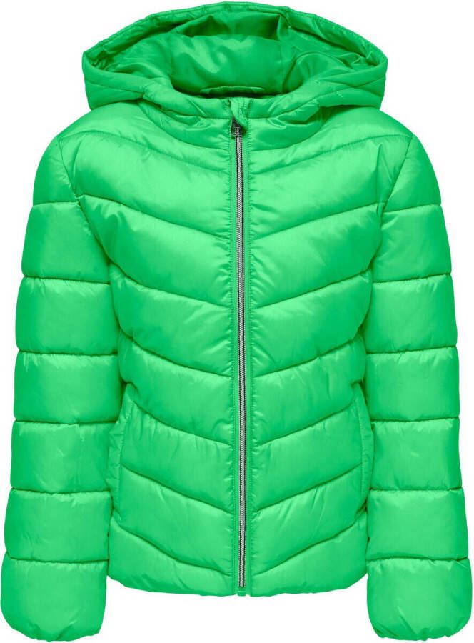 Only KIDS GIRL gewatteerde tussenjas KOGTANEA felgroen Meisjes Polyester Capuchon 152