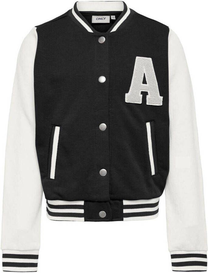 Only Oy:kids OY Kogrocky L S Bomber Jacket SWT Black Cloud Dancer | Freewear Print Zwart Dames