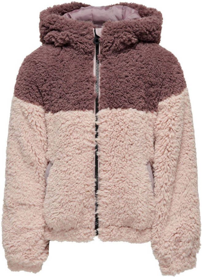 ONLY KIDS GIRL teddy winterjas KOGCAMILLE lichtroze oudroze