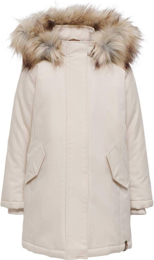 Only KIDS GIRL gewatteerde winterjas KOGKATY ecru Meisjes Polyester Capuchon 164