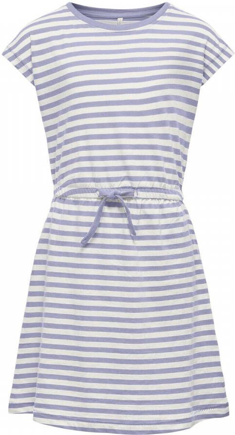 ONLY KIDS GIRL gestreepte A-lijn jurk KONMAY van biologisch katoen lila wit