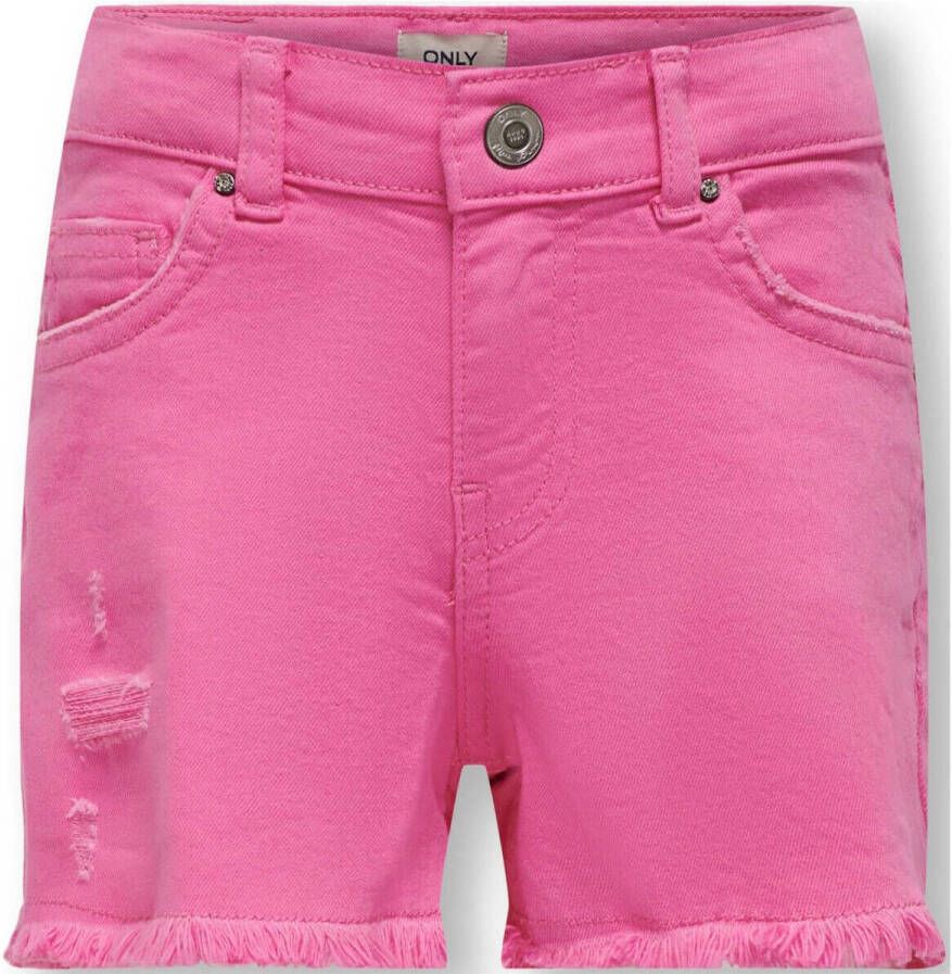 Only KIDS GIRL short KOGROBYN met slijtage felroze Korte broek Meisjes Katoen 134