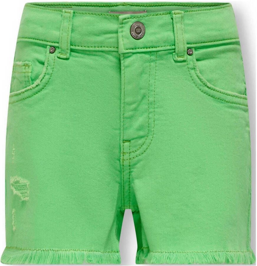 Only KIDS GIRL short KOGROBYN met slijtage felgroen Korte broek Meisjes Katoen 164 - Foto 2