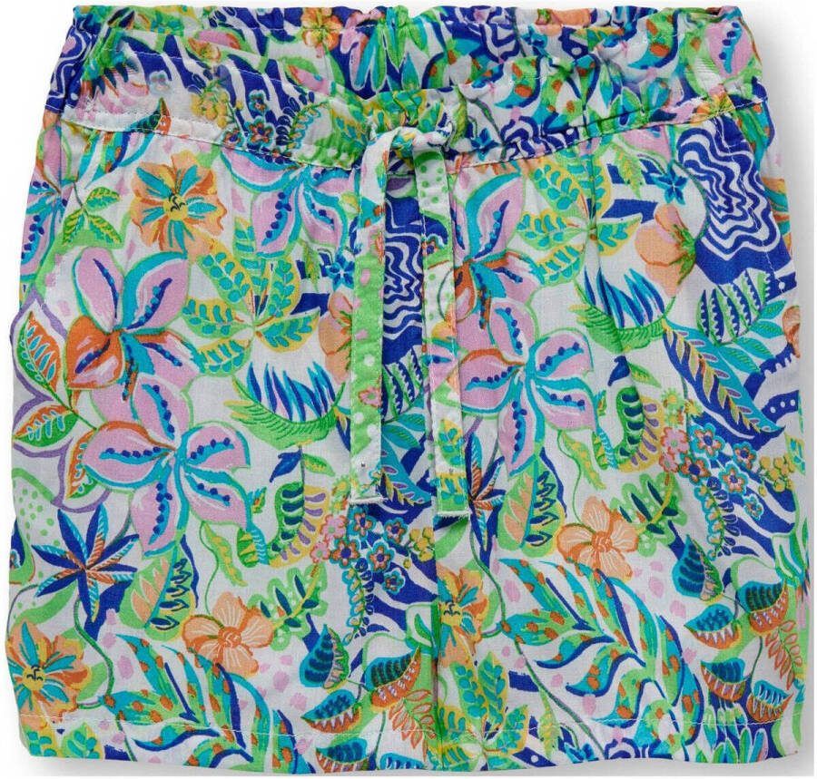 Only KIDS MINI short KMGSIENNA met all over print groen blauw wit Korte broek Meisjes Viscose 104