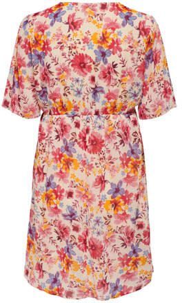 ONLY MATERNITY gebloemde jurk OLMSTAR roze paars oranje Dames Polyester V-hals XXXL - Foto 2