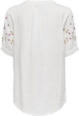ONLY MATERNITY gebloemde zwangerschapsblouse OLMTHYRA LIFE wit paars Dames Katoen V-hals XXL