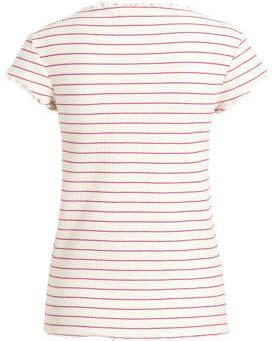 ONLY MATERNITY gestreepte crop zwangerschapstop OLMANITS ecru roze T-shirt Wit Dames Stretchkatoen Ronde hals XXL - Foto 2