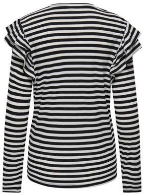 ONLY MATERNITY gestreepte zwangerschapslongsleeve OLMEVIE zwart wit Dames Polyester Ronde hals XXL