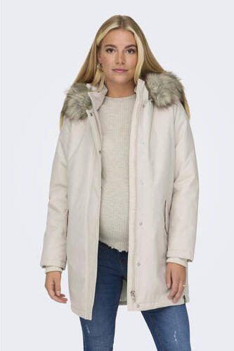 ONLY MATERNITY gewatteerde zwangerschapsjas winter OLMNEWKATY lichtgrijs Dames Polyester Capuchon XXL - Foto 4