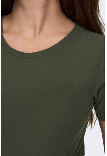 ONLY MATERNITY ribgebreide zwangerschapsjurk OLMNELLA groen Dames Polyester Ronde hals XXL - Foto 4