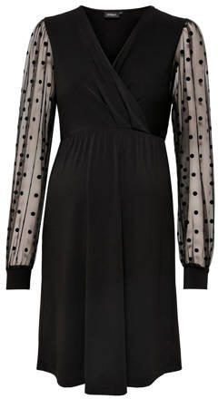 ONLY MATERNITY semi-transparante zwangerschapsjurk OLMJENNY met stippen zwart Dames Polyester V-hals XXL - Foto 2