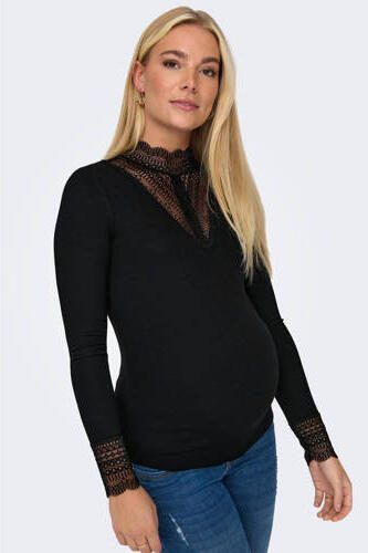 ONLY MATERNITY top OLMTILDE met kant zwart Dames Viscose Col Effen XXL - Foto 4