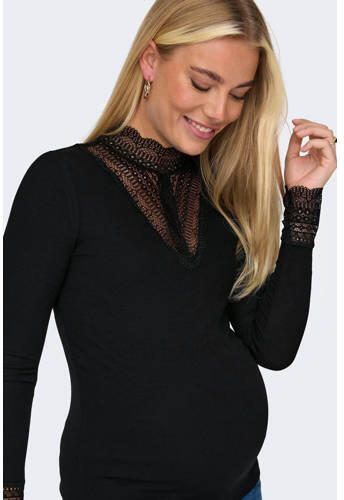 ONLY MATERNITY top OLMTILDE met kant zwart Dames Viscose Col Effen XXL - Foto 3