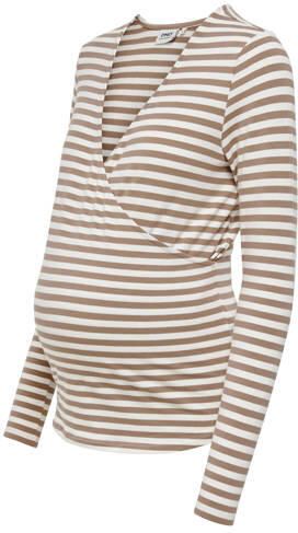 ONLY MATERNITY zwangerschaps- en voedings overslagtop bruin Dames Stretchkatoen V-hals maat XL - Foto 4