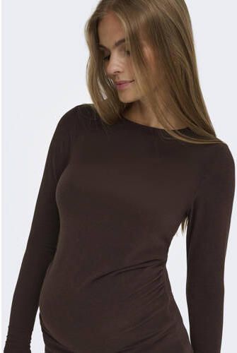 ONLY MATERNITY zwangerschaps longsleeve donkerbruin Dames Polyester Ronde hals maat L