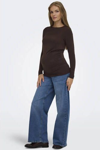 ONLY MATERNITY zwangerschaps longsleeve donkerbruin Dames Polyester Ronde hals maat L - Foto 3