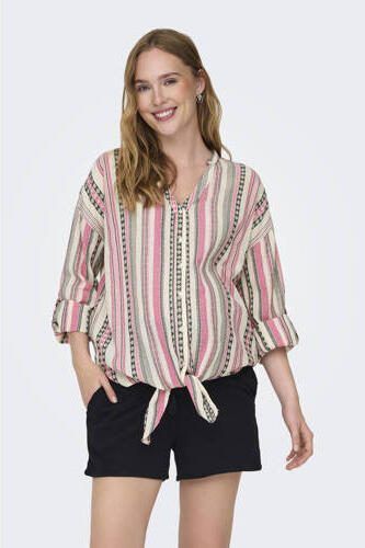 ONLY MATERNITY zwangerschapsblouse OLMLOUISE met all over print roze ecru Dames Katoen V-hals XXL - Foto 2