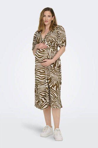 ONLY MATERNITY zwangerschapsjurk OLMCHICAGO van polyester bruin wit All over print S - Foto 4