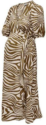 ONLY MATERNITY zwangerschapsjurk OLMCHICAGO van polyester bruin wit All over print S - Foto 2