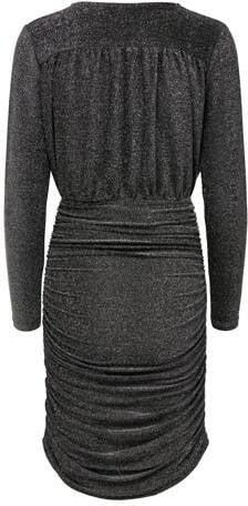 ONLY MATERNITY zwangerschapsjurk OLMDARLING met glitters zwart Dames Polyamide Overslagkraag XL
