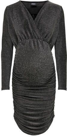 ONLY MATERNITY zwangerschapsjurk OLMDARLING met glitters zwart Dames Polyamide Overslagkraag XL - Foto 2
