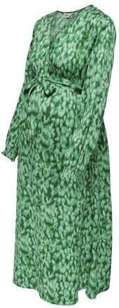 ONLY MATERNITY zwangerschapsjurk OLMFELINA met all over print groen Dames Polyester V-hals XXL - Foto 1
