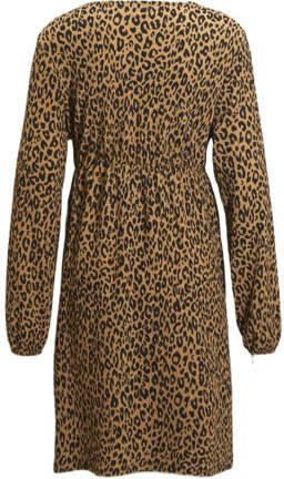 ONLY MATERNITY zwangerschapsjurk OLMGLENDA met panterprint lichtbruin zwart Dames Polyester V-hals XXL