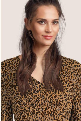ONLY MATERNITY zwangerschapsjurk OLMGLENDA met panterprint lichtbruin zwart Dames Polyester V-hals XXL - Foto 2